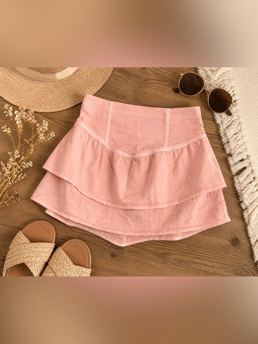 saltwater LUXE Pink Tiered Mini Skirt